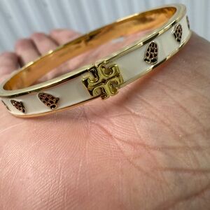 Tory Burch Strawberry Gold and Cream Enamel Bangle NWOT